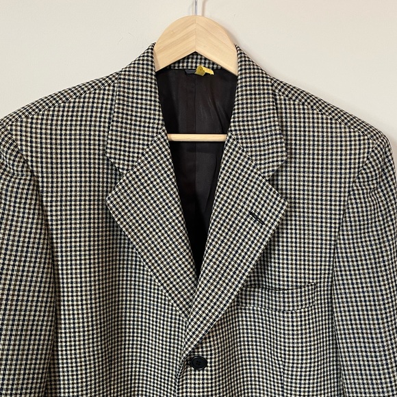 Vintage Oversized Blazer Boyfriend Fit Plaid Suit Jacket Green Navy Checked XL - Picture 4 of 14